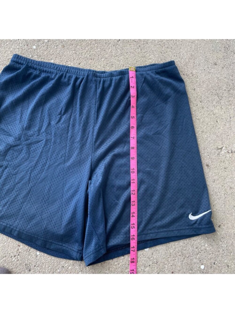 Vintage 90s Nike Jersey Athletic Shorts Navy USA Made Streetwear Men XL 6 inseam - Picture 12 of 13